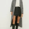 Fashion Oasis Houndstooth Check Belted Coat Mono