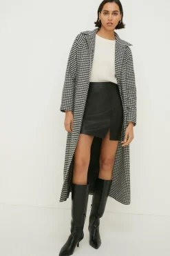 Fashion Oasis Houndstooth Check Belted Coat Mono