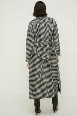 Fashion Oasis Houndstooth Check Belted Coat Mono