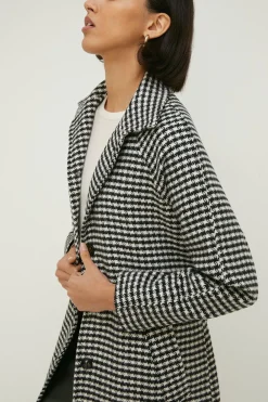 Fashion Oasis Houndstooth Check Belted Coat Mono