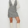 Online Oasis Houndstooth Check Pinafore Mini Dress Mono