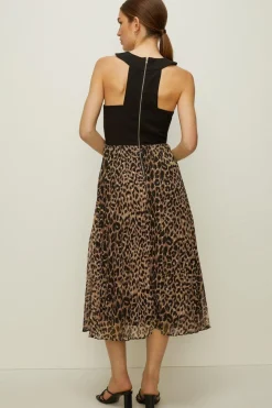 Discount Oasis 2 In 1 Pleated Skirt Dress Animal