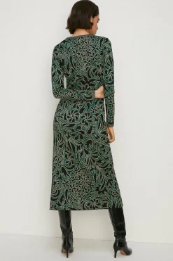 Hot Oasis Jacquard Deep Plunge Maxi Dress Multi