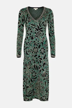 Hot Oasis Jacquard Deep Plunge Maxi Dress Multi