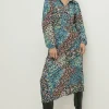 Clearance Oasis Jersey Crepe Animal Long Sleeve Shirt Dress Multi