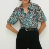 Outlet Oasis Jersey Crepe Animal Shirt Multi