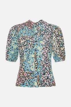 Outlet Oasis Jersey Crepe Animal Shirt Multi