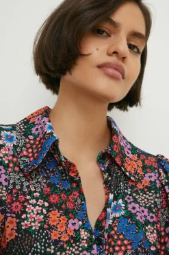 Fashion Oasis Jersey Crepe Floral Shirt Multi