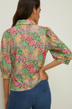 New Oasis Jersey Crepe Floral Shirt Multi