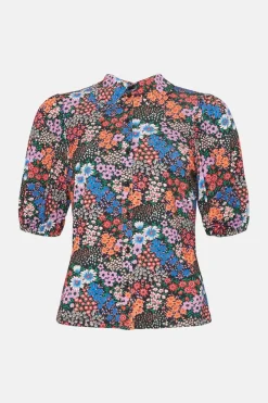 Fashion Oasis Jersey Crepe Floral Shirt Multi