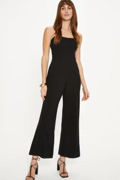 Hot Oasis Jersey Crepe Strappy Back Jumpsuit Black