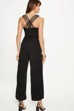 Hot Oasis Jersey Crepe Strappy Back Jumpsuit Black