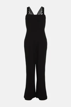 Hot Oasis Jersey Crepe Strappy Back Jumpsuit Black