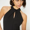 Discount Oasis Jersey Crepe Twist Halterneck Top Black