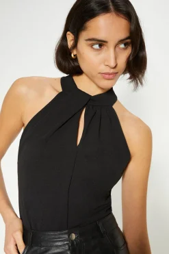 Discount Oasis Jersey Crepe Twist Halterneck Top Black