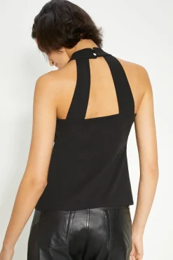 Discount Oasis Jersey Crepe Twist Halterneck Top Black