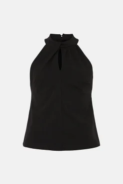 Discount Oasis Jersey Crepe Twist Halterneck Top Black