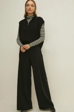 Clearance Oasis Jersey Crepe Wide Leg Trouser Black