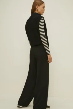 Clearance Oasis Jersey Crepe Wide Leg Trouser Black