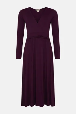 Sale Oasis Jersey Fixed Wrap Midi Dress Black