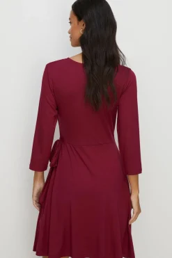 Clearance Oasis Jersey Fixed Wrap Mini Dress Black