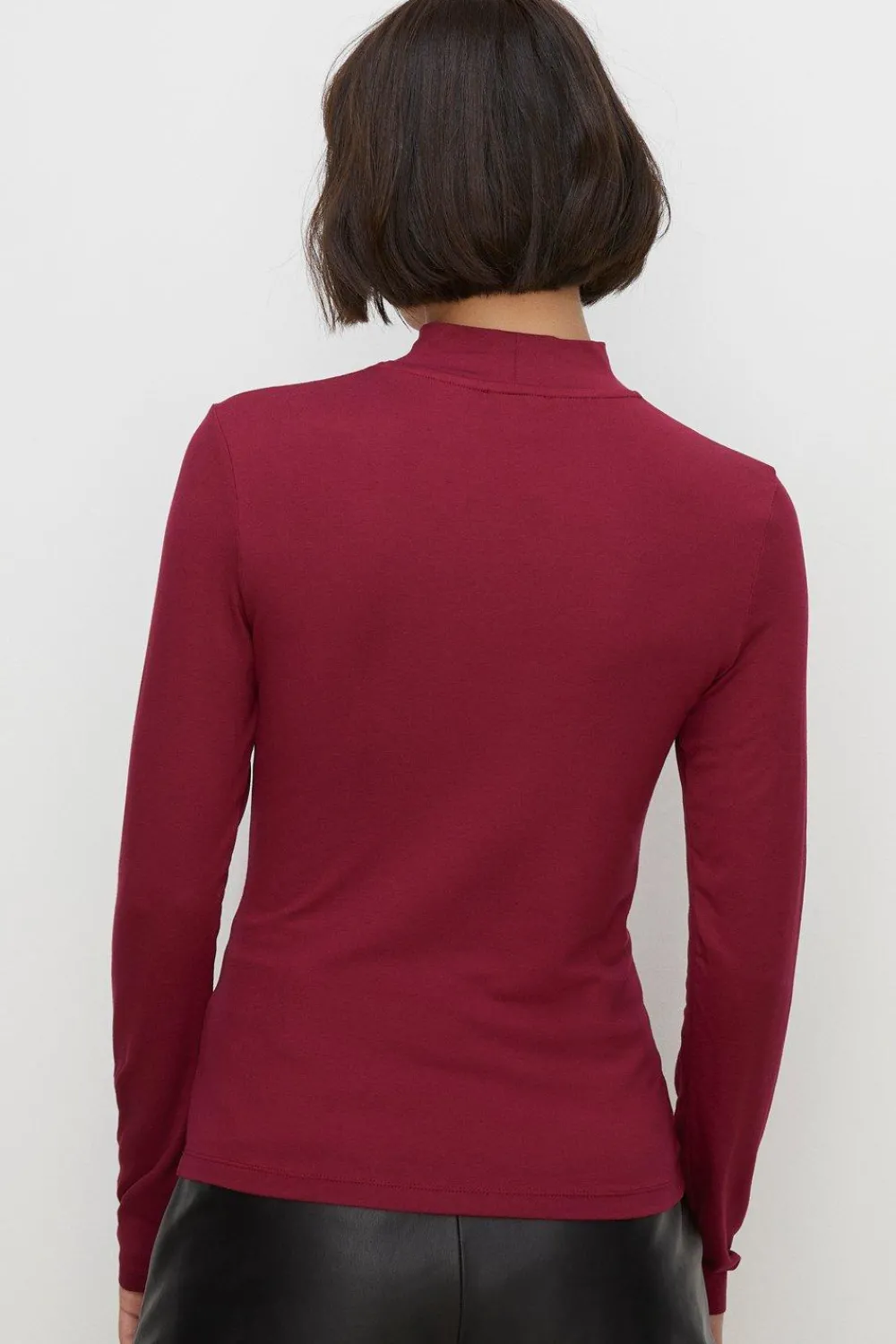 Clearance Oasis Jersey Funnel Neck Long Sleeve Top Berry