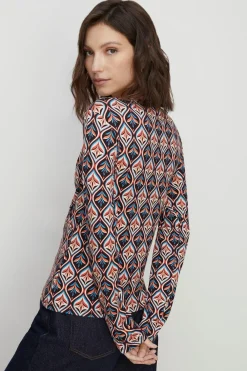 Hot Oasis Jersey Geo Wrap Long Sleeve Top Black