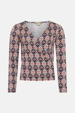 Hot Oasis Jersey Geo Wrap Long Sleeve Top Black