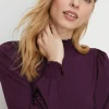 Fashion Oasis Jersey Shirred Neck And Cuff Top Black