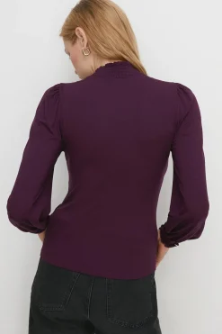 Fashion Oasis Jersey Shirred Neck And Cuff Top Black