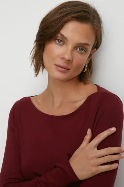 Online Oasis Jersey Slash Neck Long Sleeve Top Berry