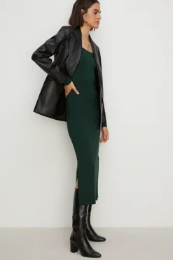 Discount Oasis Jersey Square Neck Midi Dress Dark Green