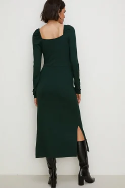 Discount Oasis Jersey Square Neck Midi Dress Dark Green