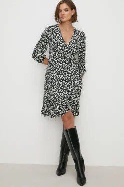 Online Oasis Jersey Wrap Mini Dress Animal
