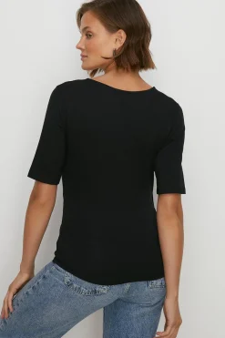 Outlet Oasis Jersey Wrap Short Sleeve Top Ivory
