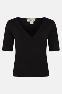 Outlet Oasis Jersey Wrap Short Sleeve Top Ivory