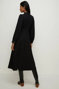 New Oasis Keyhole Soft Tailored Crepe Midi Dress Black