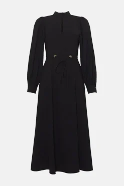 New Oasis Keyhole Soft Tailored Crepe Midi Dress Black