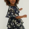 Discount Oasis Kids Magnolia Floral Angel Sleeve Lace Dobby Dress Navy