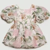 Outlet Oasis Kids Puff Sleeve Floral Mini Dress Nude