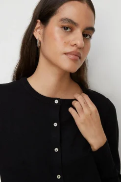 Fashion Oasis Knitted Crew Neck Cardigan Black