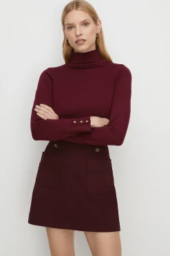 Discount Oasis Knitted Roll Neck Jumper Forest