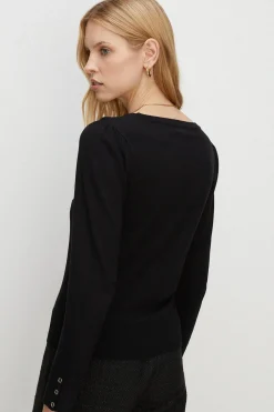 Best Oasis Knitted V Neck Jumper Black
