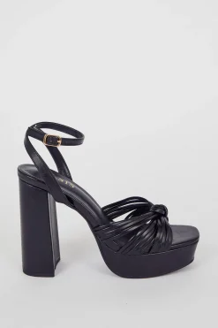 New Oasis Knot Detail Platform Heel Black