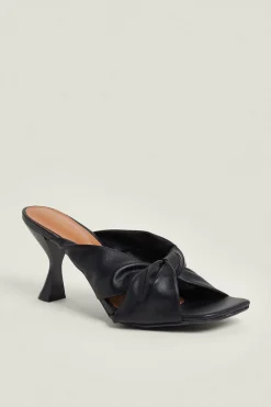 New Oasis Knot Heeled Mule Black