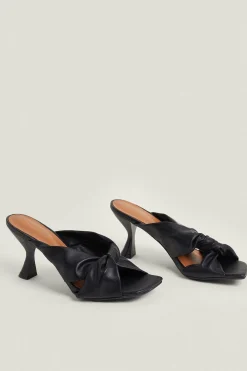 New Oasis Knot Heeled Mule Black