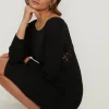Online Oasis Lace Back Detail Batwing Mini Dress Black