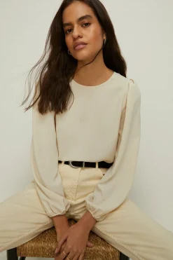 New Oasis Lace Detail Tie Back Top Ivory