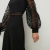 Fashion Oasis Lace Detail Wide Leg Jumpsuit Black