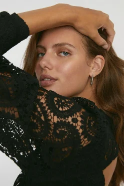 Fashion Oasis Lace High Neck Blouse Black